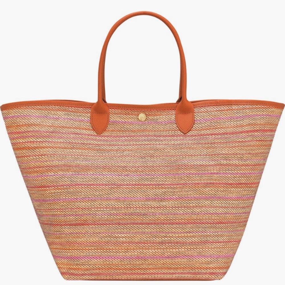 NWOT $570 Longchamp Large Le Pliage Panier Rainbow Raffia Tote in Rainbow! - Picture 7 of 8